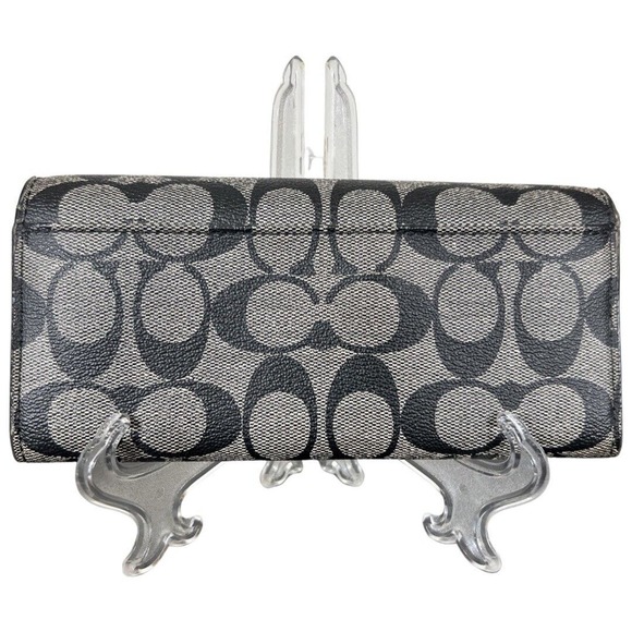 Coach Signature Peyton Slim Envelope Wallet Black Gray Snap Closure F49154 - Picture 2 of 10
